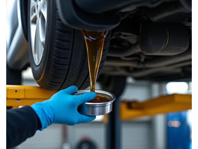 Mechanic performing an oil change